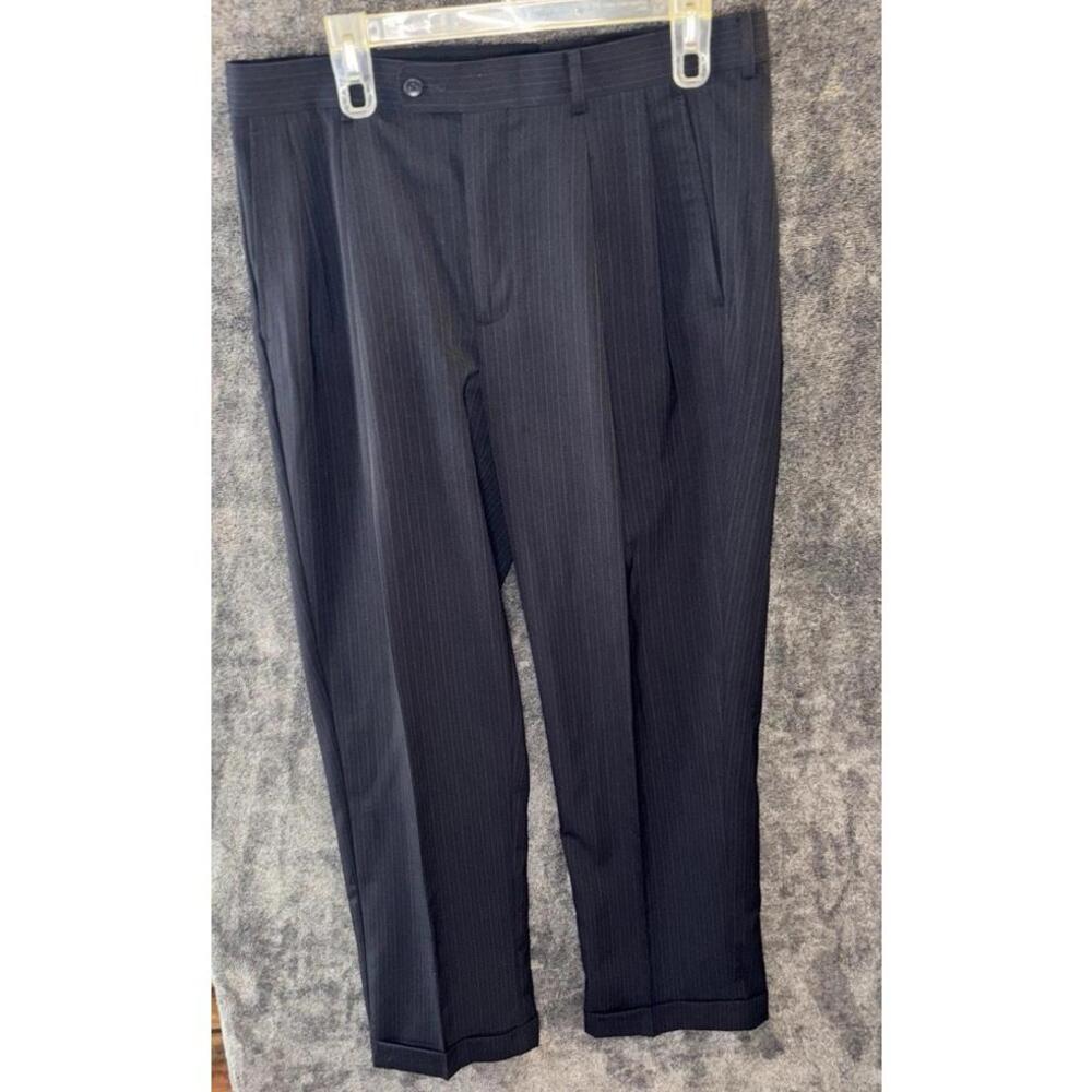 Perry‎ Ellis Portfolio Navy Pinstripe Dress Pants 34x30 Wool